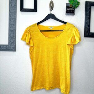 Max Studio - Mustard Yellow Ruffled Sleeve Blouse - Size L